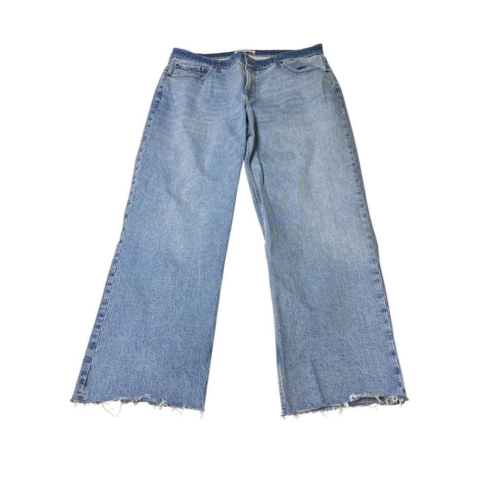 Abercrombie & Fitch Curve Love The Baggy Low Rise Jeans Light Wash 38x29 Frayed